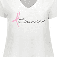 thumbnail image 4 of Inktastic Breast Cancer Survivor Pink Ribbon Women's Plus Size V-Neck T-Shirt, 4 of 5