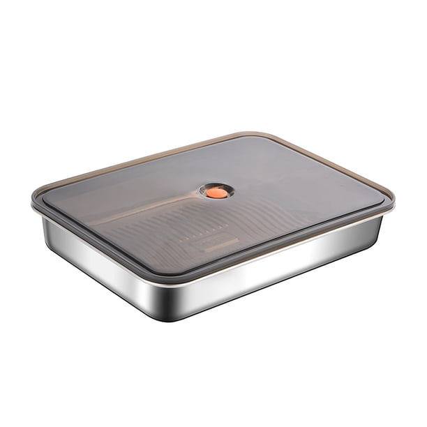 Caja de almacenamiento de acero inoxidable, recipiente para queso para refrigerador, contenedor para pasteles, caja para conservar alimentos frescos,