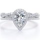 thumbnail image 1 of JeenMata Anillo de Bodas con Diseño de Halo Pavé Moissanita en Forma de Lágrima de 1,25 Quilates, Cuerpo Retorcido Infinito, Baño de Oro Blanco de 18 K sobre Plata, 1 of 6