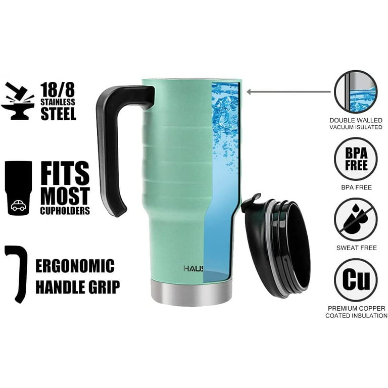 HAUSHOF 24 oz Travel Mug, Stainless Double Wall Vacuum Insulated Tumbler  with Handle & Spill Proof T…See more HAUSHOF 24 oz Travel Mug, Stainless