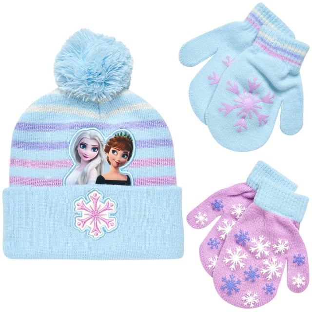 Set de gorro y guantes de invierno Disney Frozen para niñas de 2 a 7 años