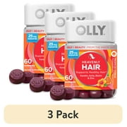 (3 pack) OLLY Heavenly Hair Gummy Supplement, Keratin, Biotin, Amla & Zinc, Tropical Citrus Flavored, 60 Ct