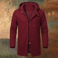 thumbnail image 6 of Ceisia Men's Solid Hooded Wool Blend Coat Zip Button Hybrid Windproof Long Sleeve Outerwear Gift, 6 of 8