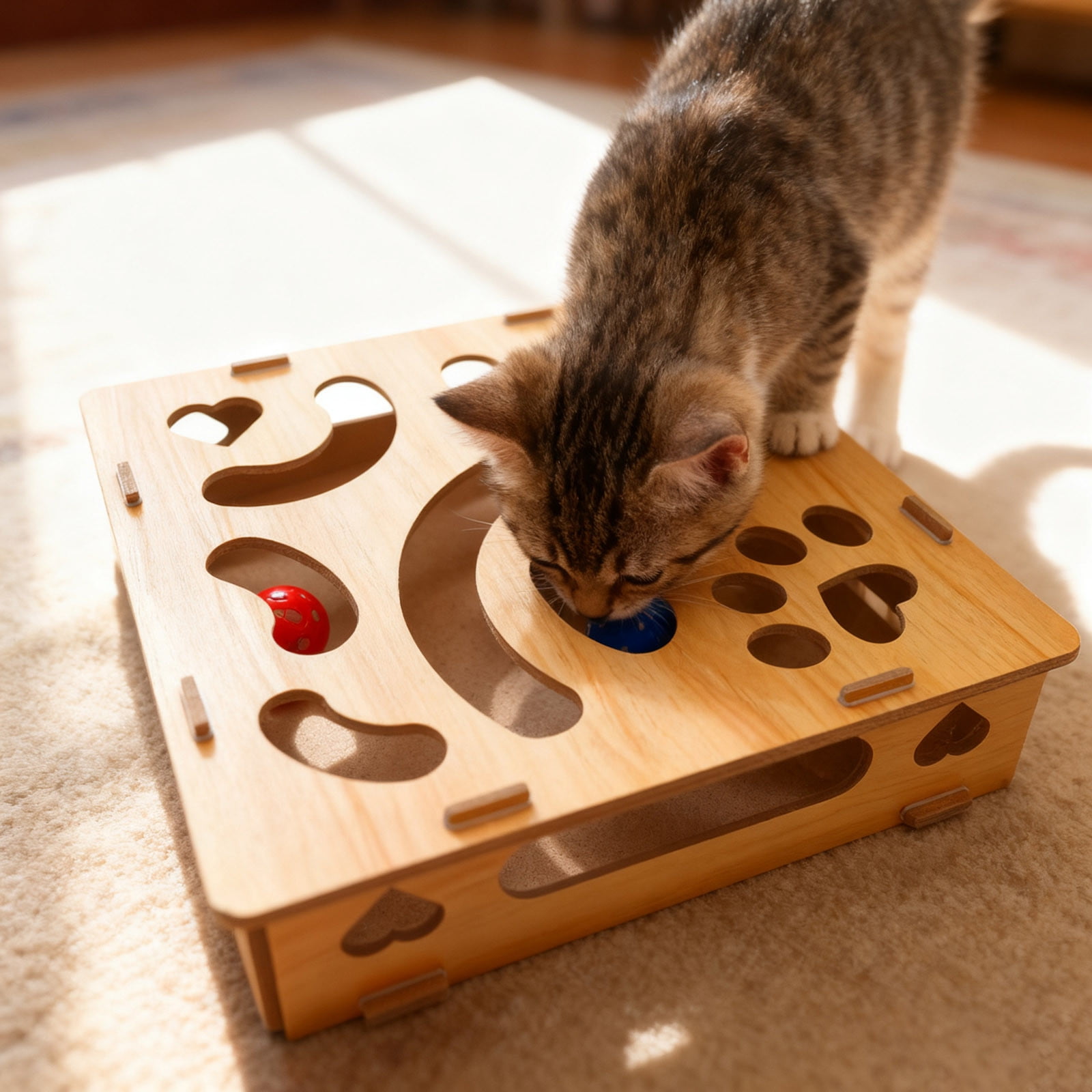 Interactive Cat Enrichment Puzzle Toy for Indoor Feline Entertainment and Stress with Nail Filing