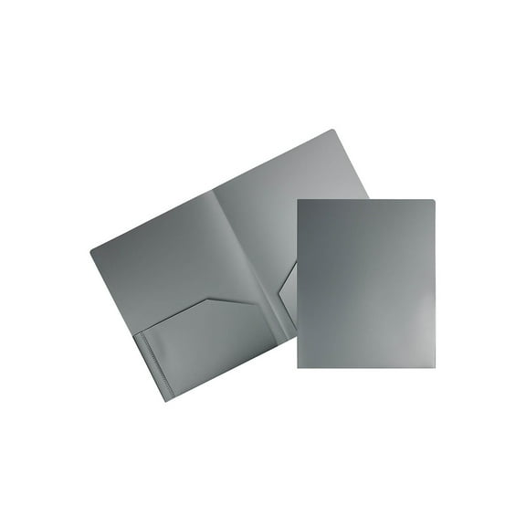 JAM Paper 2-Pocket Heavy Duty Plastic Folders Silver 108/Pack (383Hsib) 383HSIB