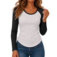thumbnail image 4 of DLIDG Womens Slim Fit Color Block Raglan Shirts Stretchy Soft Thermal Warm Tee Shirts Dressy Causal Crew Neck Long Sleeve Shirts Fall Winter Sweatshirts Athletic Baseball Workout Clothes Black Xl, 4 of 6