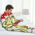 thumbnail image 6 of Salouo Avocado Lovers Wearing Umbrella Print Button-Front Long Sleeve Pajama Set for Men, Soft 2Pjs Men's Long Sleeve Sleepwear-Medium, 6 of 7