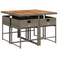thumbnail image 3 of vidaXL 5 Piece Garden Dining Set with Cushions Grey Poly Rattan, 3 of 5