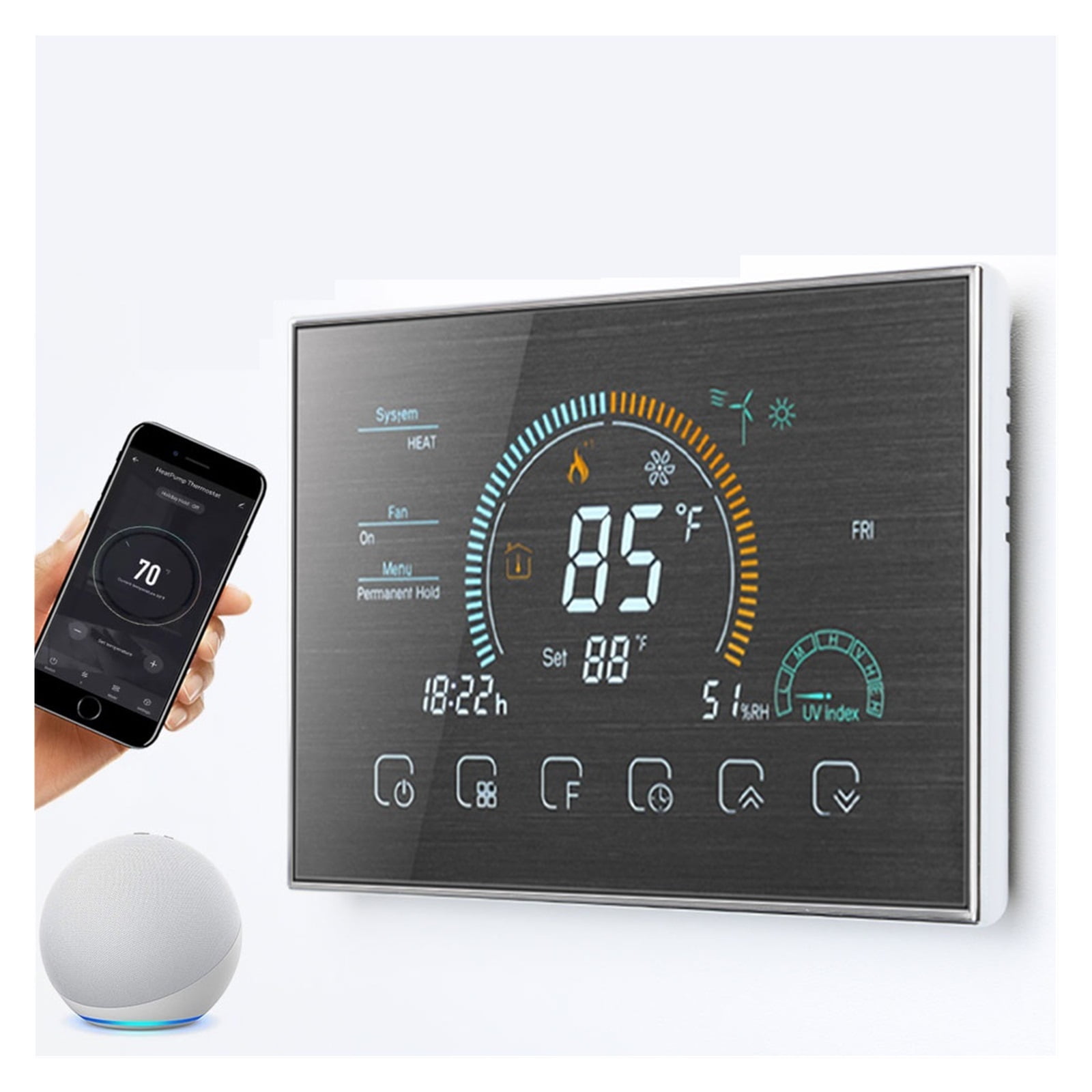 Wireless Weekly Programming Digital Room Touch Screen Smart Water Heater Heat Pump Thermostat Temperature Controller ,Save Energy