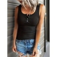 thumbnail image 2 of Summer Sleeveless Women Scoop Neck Ribbed TopsShirts Slim Fit Cami Knit Tees, 2 of 4