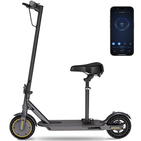 Electric Scooter for Adult with Adjustable Seat, 350W Powerful Motor, 19MPH Top Speed, 8.5" Solid Tires Foldable Commuter E Scooter with Smartphone App