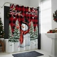 thumbnail image 4 of Christmas Snowman Bathroom Shower Curtain Tree Winter Bird Berry Red Black Plaid Waterproof Washable Shower Curtains for Bathtub Bath Decor with Grommets and Hook 54 X 78 Inch, 4 of 8