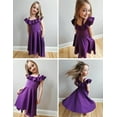 thumbnail image 4 of Oudiya Girls Off Shoulder Dress Flutter Sleeve Summer Midi Swing Dress with Pockets Formal Dress Purple 4-13Y, 4 of 6