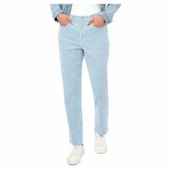 Seven7 Women's 90's Straight Jean Size 12 Blue Stripe