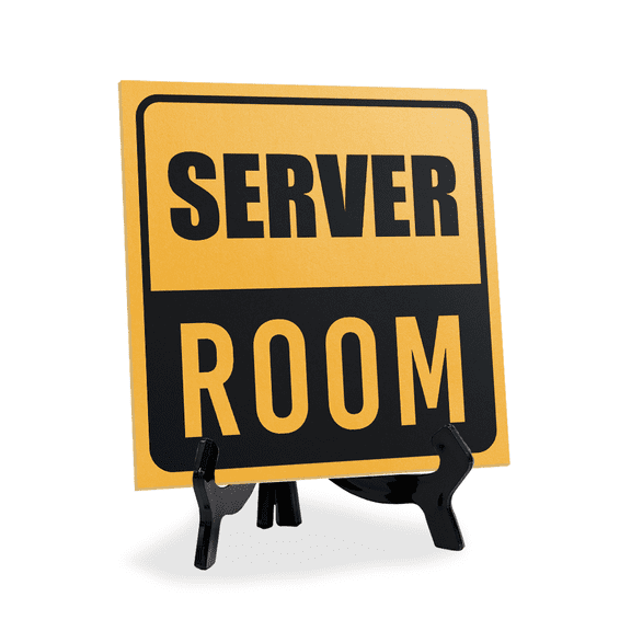 Server Room 5"x 5" Square Table Sign With Acrylic Easel | Office Dcor