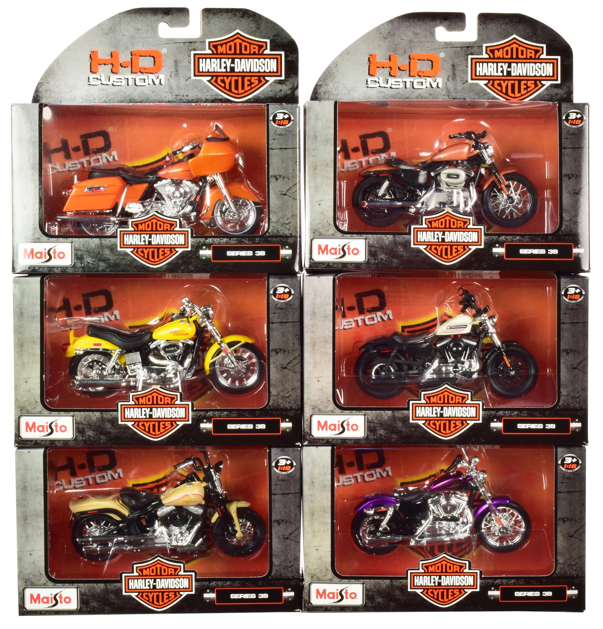 Harley Davidson Motorcycles 6 Piece Set Series 38 1 18 Diecast Models By Maisto Walmart Com