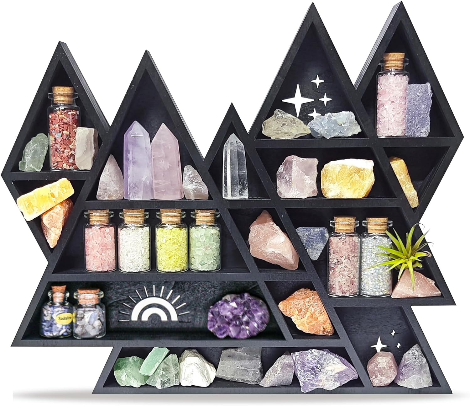 Shelf For Rocks Crystal Shelf Display Mushroom Crystal Display Shelf - Wooden Floating ...