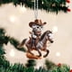 thumbnail image 5 of Adornos navideños con colgante de acrílico, gatos de cara plana montando a caballo, colgantes de gatos vaqueros, se pueden colgar en el espejo retrovisor del coche o en una mochila, ideales para decor, 5 of 7