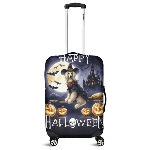 Happy Halloween Afghan Hound Witch Pumpkins Bats Travel Luggage Cover Dog Lover Suitcase Dust Protective Decor - 13012