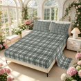 thumbnail image 2 of Manfei Minimalism Checkered Bed Sheets,Geometric Check Full Size Sheets,Gray,4 Pieces,1 Flat Sheet,1 Fitted Sheet and 2 Pillowcases, 2 of 6