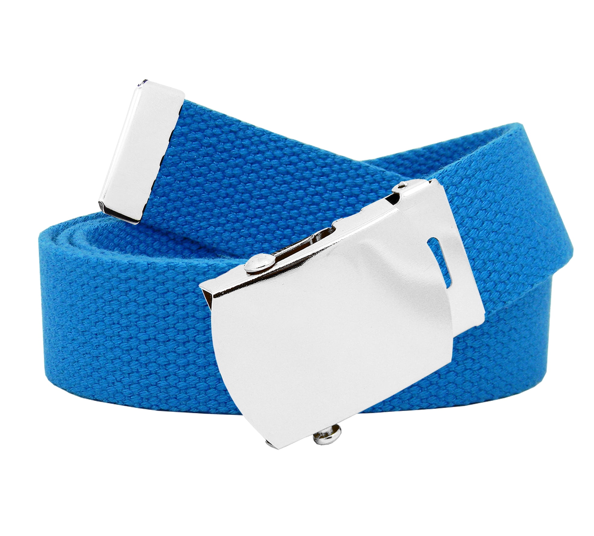 Men's Classic Silver Slider Military Belt Buckle with Canvas  Belt