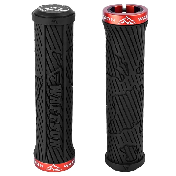 WFS World Map MTB Grip – Lock-on , Anti-Slip , Single Clamp , Black x Red, GP14HH-BLK.RED
