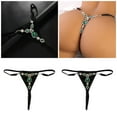 thumbnail image 2 of Yokua Women Sexy Low Rise G-String Lingerie Water Drop Diamond Thong Briefs Panties, 2 of 10