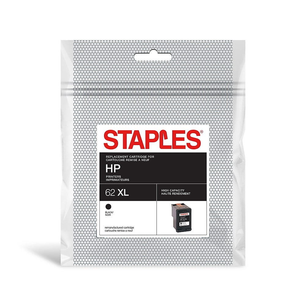 Staples Remanufactured Ink Cartridge Replacement for HP 62XL (Black