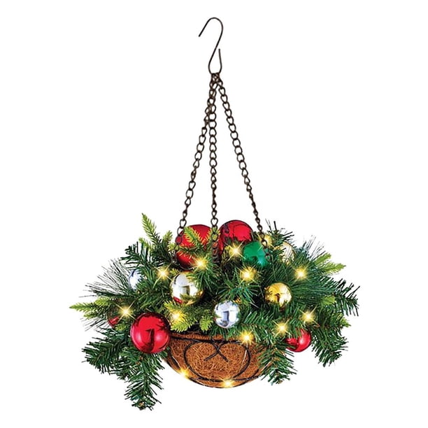 Injueey Christmas Hanging Basket Artificial Pine Cones Pendant Holiday Woman Lights Hanging Wedding Room Ornament Decoration Kits de decoración para fiestas Pelota