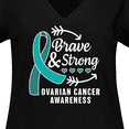 thumbnail image 4 of Inktastic Ovarian Cancer Awareness Brave and Strong with Arrows Women's Plus Size V-Neck T-Shirt, 4 of 5