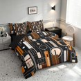 thumbnail image 2 of Manfei Contemporary Abstract Twin Bedding, Geometric Circle Rectangle Bedding Comforter Set, Brown and Black, Black Reversible 7 Pieces, 2 of 6