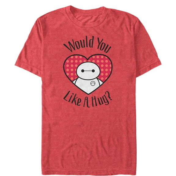 Men's Big Hero 6 Valentine Baymax Likes Hug Graphic Tee Red Heather Small