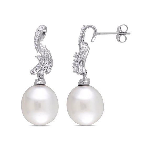 Everly Women's Cultured Pearl and Diamond 14k White Gold Earrings