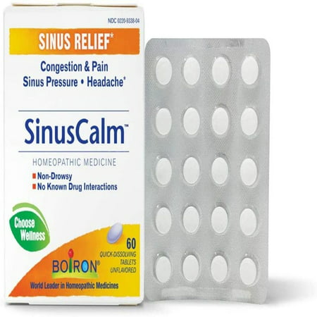 Boiron Sinuscalm Sinus Relief Medicine  Tablets for Runny Nose  Congestion  Sinus Pressure  Headache  Tablets  Non-Drowsy  Count Sinuscalm Sinus Relief Medicine  Tablets for Runny Nose  Congestion  Sinus Pressure  Headache  60 Tablets  Non-Drowsy  60 Count