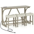 thumbnail image 1 of Gymax 4-Piece Bar Table Set w/ Power Outlet Counter Height Bistro Table and Stools, 1 of 9
