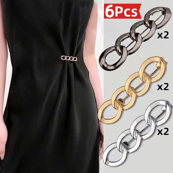 6pcs Versatile Waist Cinching Buckle for Jeans Anti-Show Coat and Dress Sleeve Alloy Adjustable Detachable No-Sew Button Belt, Shrink Waistband, Large to Small Snap Fastener