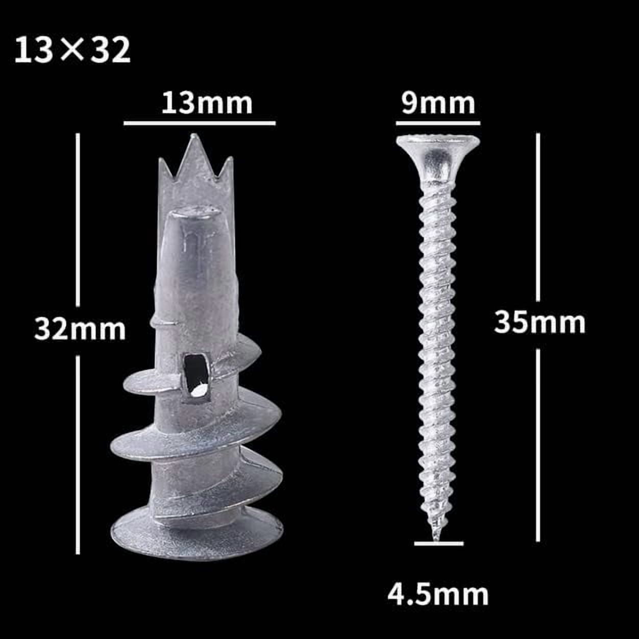 120pcs Self Drilling Drywall Anchors with Screws Kit, Zinc Plated Steel Ancors and Screws for Heavy Duty Cabinets, Shelves, Furniture, No Need to Drill Holes in Wall (3 Sizes)