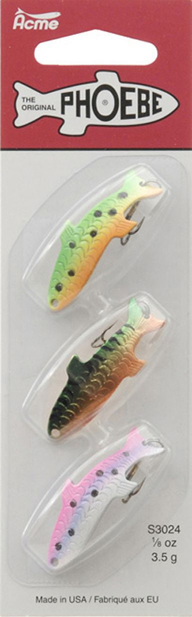 Acme Tackle Phoebe, Fishing Lure Spoon Kit, Deluxe, 3 Pack, 1/8 oz., Assortment
