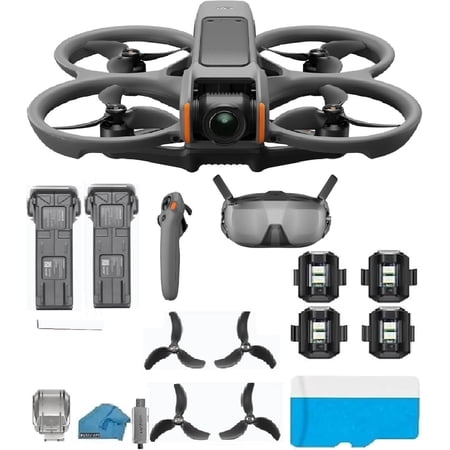 DJI Avata 2 Fly Smart Combo with 2-Battery Bundle | 4K FPV Drone with Goggles N3 & RC Motion 3 | Includes 128GB MicroSD & High-Visibility Strobe Lights