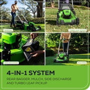 Greenworks 80V 21 Brushless Cordless (Push) Lawn Mower (LED Headlight + Aluminum Handles), 4.0Ah Battery and Rapid Charger Included (75+ Compatible Tools)