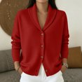 thumbnail image 2 of JULMCOMO Knit Cardigan Sweaters for Women Lapel Collar Button Down Loose Trendy Jacket Long Sleeve Casual Outfits Wine XL, 2 of 5