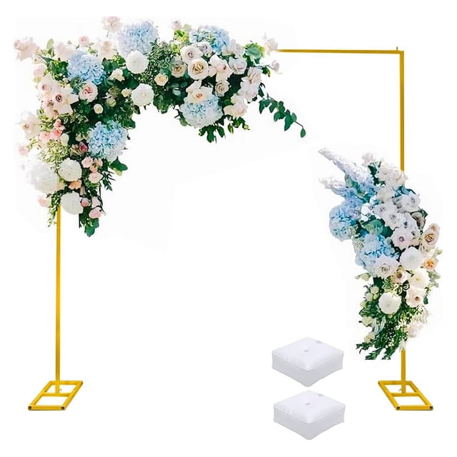 Arco de Globo para Boda Soporte de Fondo para Fiesta, Kit Aro Cuadrado Dorado para Decoración de Globos Marco Globos Flores, Base Arco Metal Desarmable para Ceremonia Jardín Evento Novia