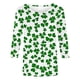 thumbnail image 2 of Xuyuer St. Patrick's Day Womens Fashion 3/4 Sleeve Round Neck Casual Cute T Shirts Shamrock Printed Graphic Tunic Blouses Tee Casua Basic Business Work Tops, 2 of 5