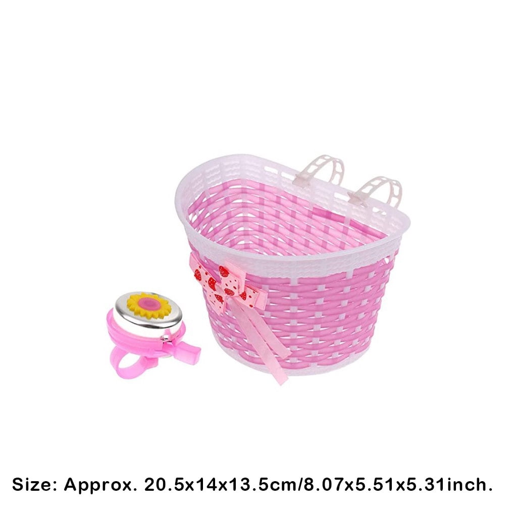 TureClos Plastic Children Bicycles Basket Detachable Colorful Lovely Replacement Outdoor Cycle Holder Accessories with Bell