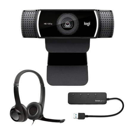 UPC: 0040962852231 | Logitech C922 Pro Stream 1080p Webcam with H390 USB Headset and 4-Port USB Hub