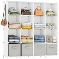Closet Organizers and Storage, 16 Cube Storage Organizer, Closet Organizer Bookshelf Cubes Shelves for Clothes, Bedroom, Kids Room, Bathroom, Wardrobe, Garment Racks, White