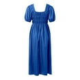 thumbnail image 4 of Daznico Robes Élégantes pour Femmes, Robe à Manches Bouffantes Col en V Taille Haute et Dos Ouvert Fendu, Robes pour Femmes Cache Ventre, 4 of 5