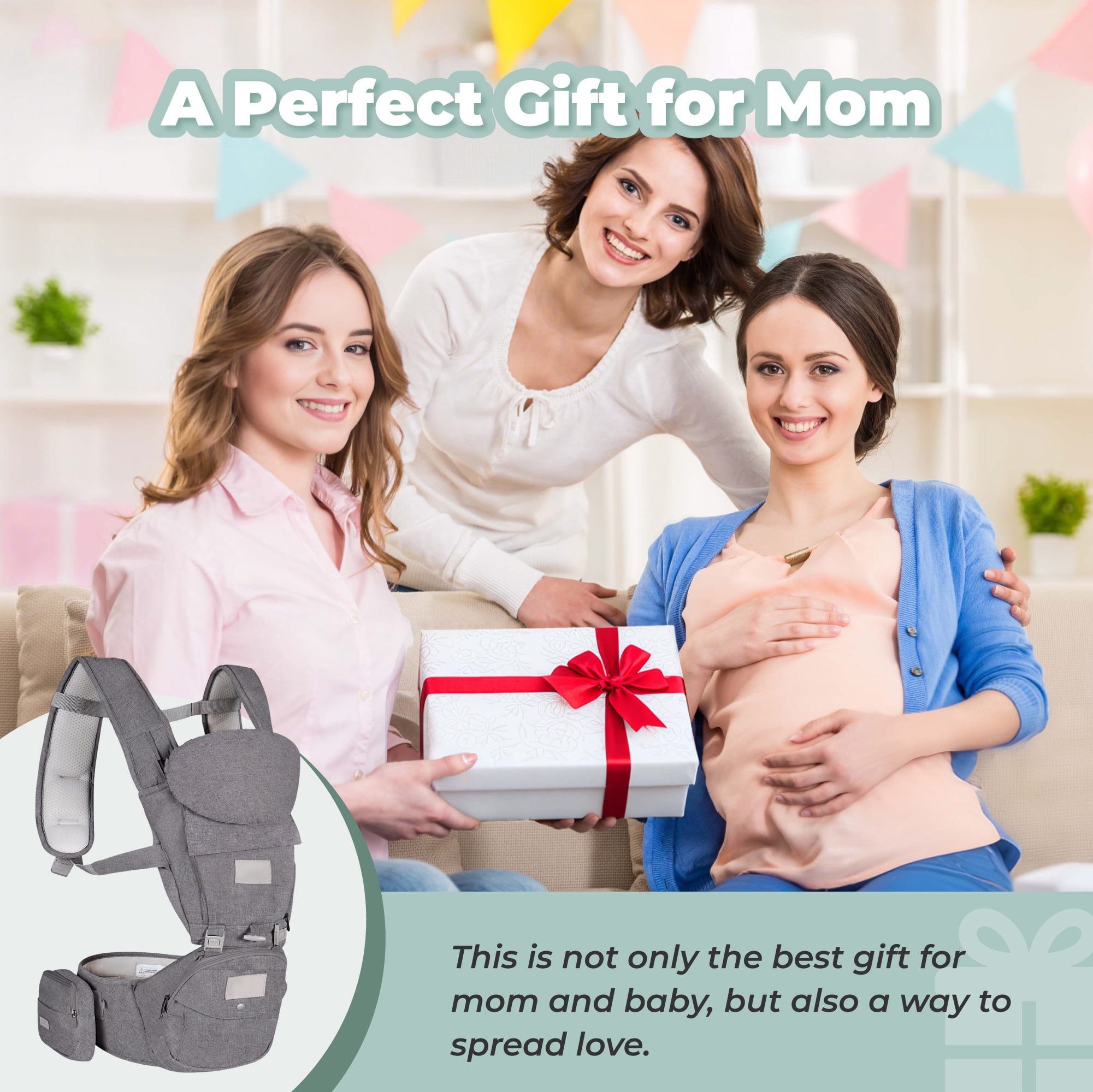 Scafild | 6-in-1 Baby Carrier with Waist Stool Hip Seat&Head Support for Breastfeeding Newborn Infant Toddler - Light Gray