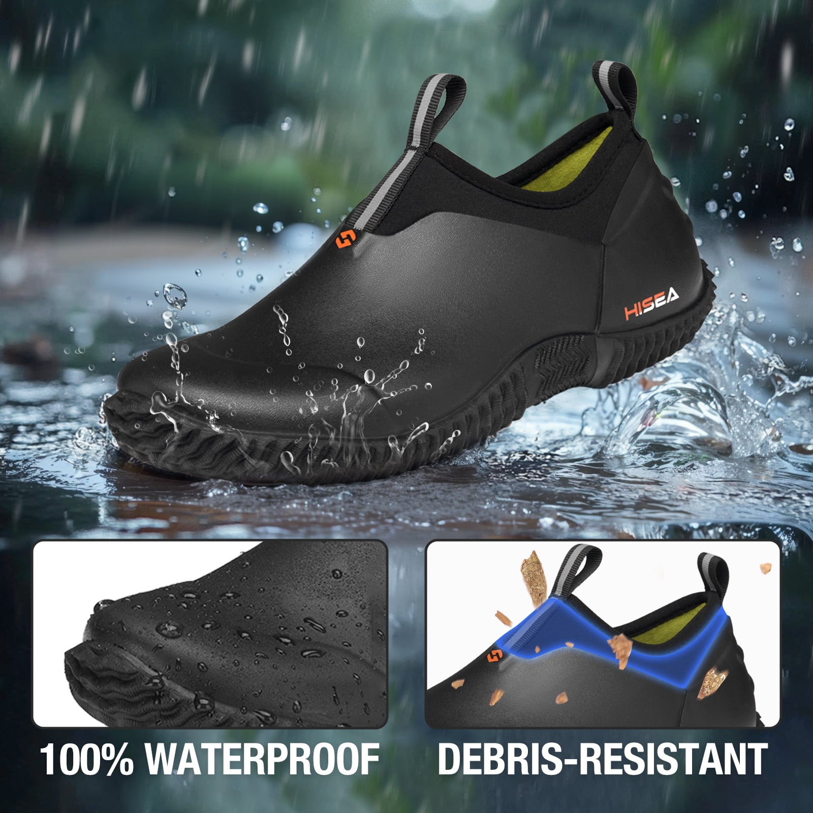 Anti-Slip Womens Garden Shoes,Waterproof Rubber Ankle Rain Boots for Farming and Yard Work,Black,Size 7