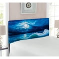 thumbnail image 2 of Ocean Headboard, Moonlight over Wavy Sea Dramatic Sky Beach Landscape Picture in Oil Painting Effect, Upholstered Decorative Metal Bed Headboard with Memory Foam, Twin Size, Navy White, by Ambesonne, 2 of 4